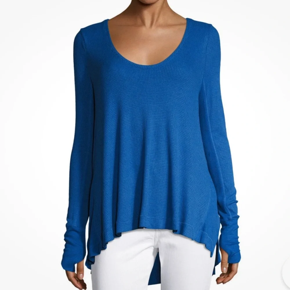 Free People We the Free Malibu Thermal Drippy Blue Top